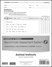 Recording Forms 10pack Animal Instincts (System 2)